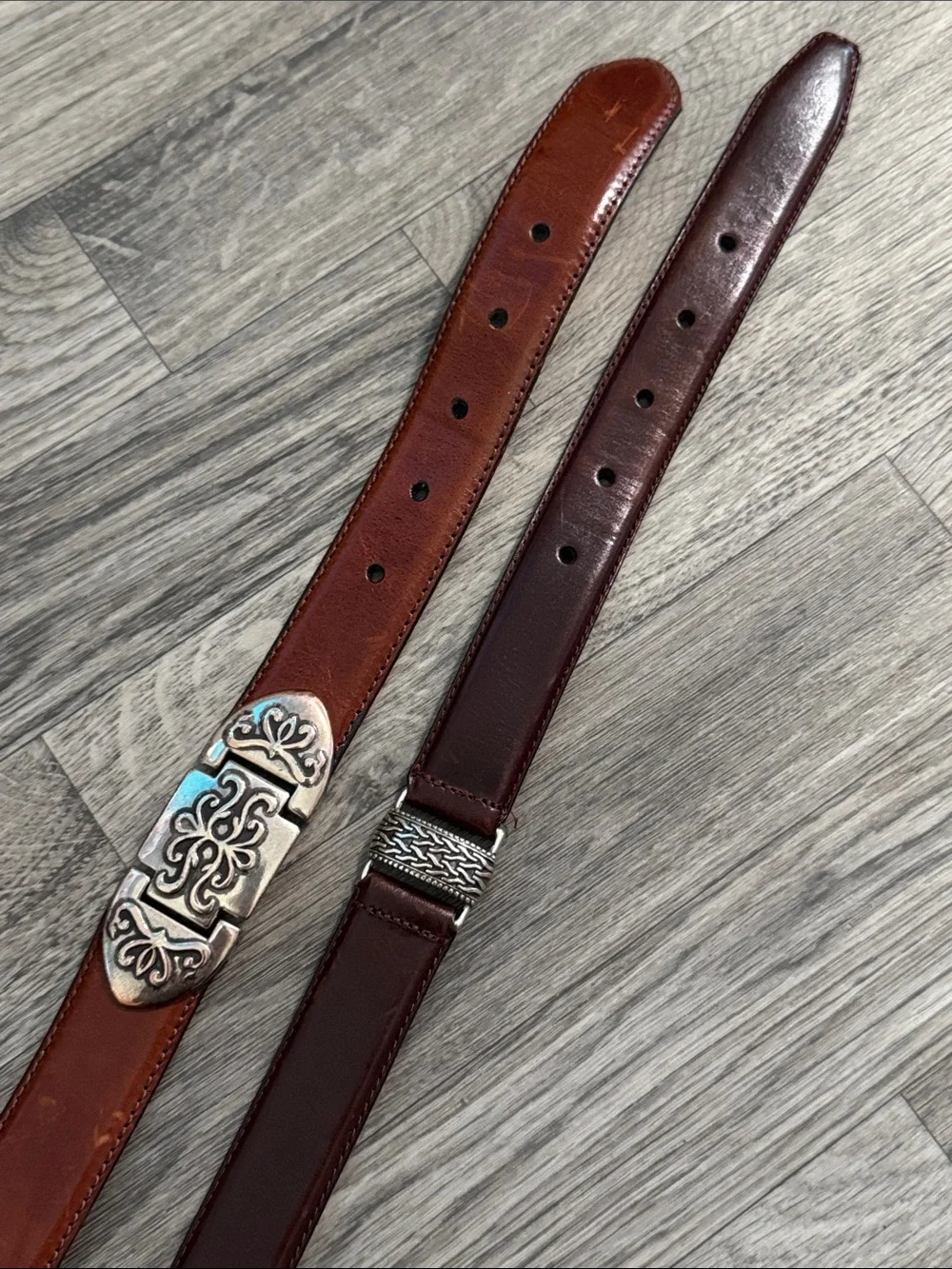 Bundle of 2 Fossil leather belts women’s sz L